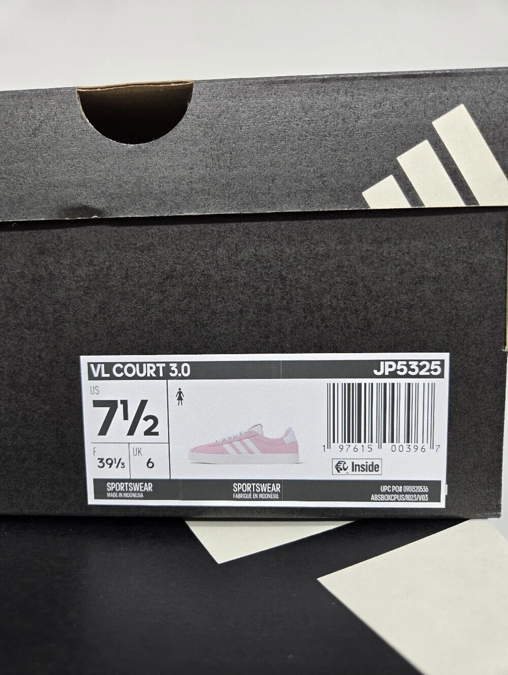 adidas Women's JP5325 VL Court 3.0 Clear Pink Off White Shoes Size 7.5